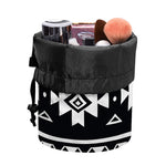 Black And White Aztec Pattern Print Drawstring Makeup Bag