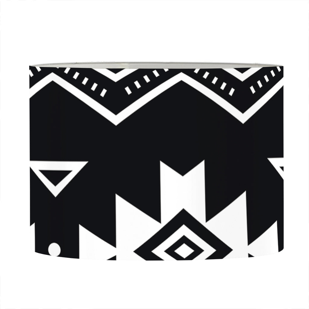 Black And White Aztec Pattern Print Drum Lamp Shade
