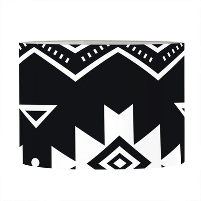 Black And White Aztec Pattern Print Drum Lamp Shade