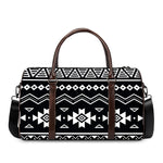 Black And White Aztec Pattern Print Duffle Bag