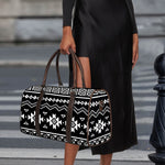 Black And White Aztec Pattern Print Duffle Bag