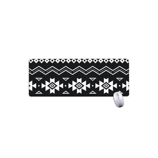 Black And White Aztec Pattern Print Extended Mouse Pad