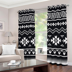 Black And White Aztec Pattern Print Extra Wide Grommet Curtains