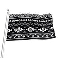 Black And White Aztec Pattern Print Flag