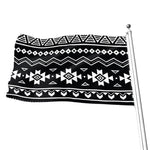 Black And White Aztec Pattern Print Flag