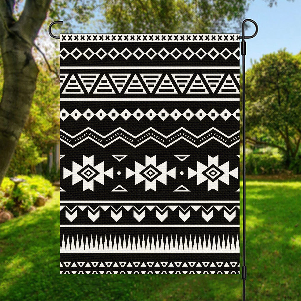 Black And White Aztec Pattern Print Garden Flag