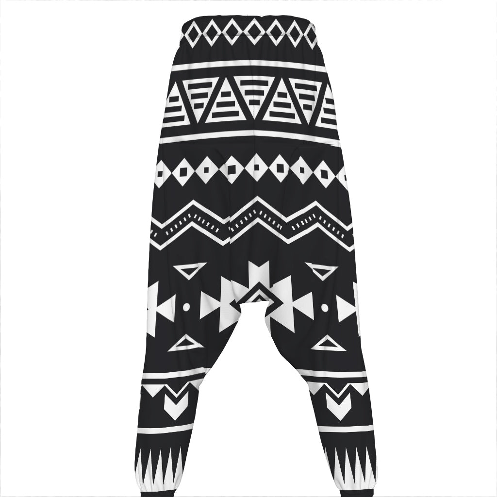 Black And White Aztec Pattern Print Hammer Pants