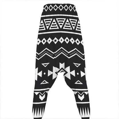 Black And White Aztec Pattern Print Hammer Pants