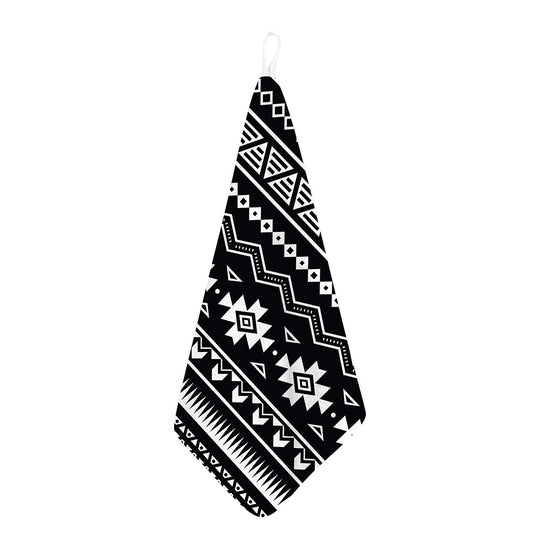 Black And White Aztec Pattern Print Hand Towel