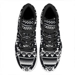 Black And White Aztec Pattern Print High Top Leather Sneakers