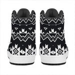 Black And White Aztec Pattern Print High Top Leather Sneakers
