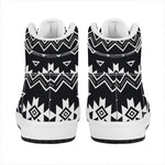 Black And White Aztec Pattern Print High Top Leather Sneakers