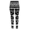 Black And White Aztec Pattern Print High-Waisted Pocket Leggings