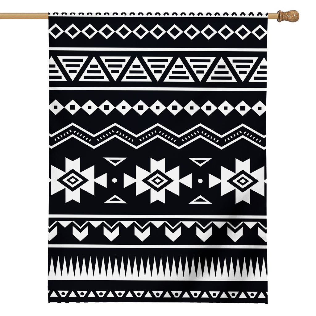 Black And White Aztec Pattern Print House Flag