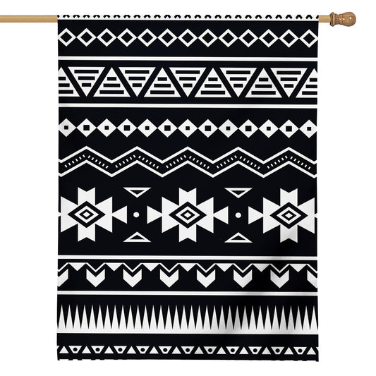 Black And White Aztec Pattern Print House Flag