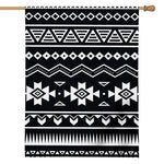Black And White Aztec Pattern Print House Flag