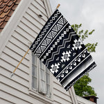 Black And White Aztec Pattern Print House Flag