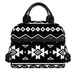 Black And White Aztec Pattern Print Insulated Lunch Bag