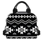 Black And White Aztec Pattern Print Insulated Lunch Bag