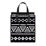 Black And White Aztec Pattern Print Insulated Lunch Tote