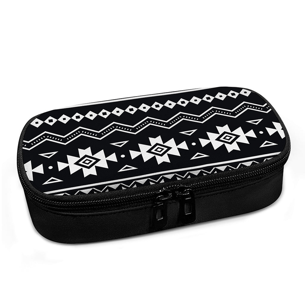 Black And White Aztec Pattern Print Insulin Cooler Travel Case
