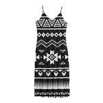 Black And White Aztec Pattern Print Jersey Midi Cami Dress