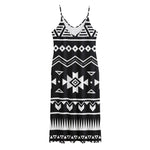 Black And White Aztec Pattern Print Jersey Midi Cami Dress