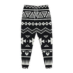 Black And White Aztec Pattern Print Jogger Pants