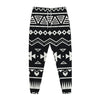 Black And White Aztec Pattern Print Jogger Pants