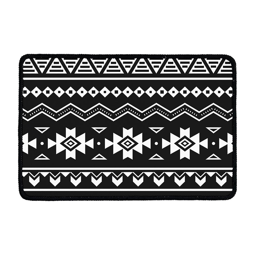 Black And White Aztec Pattern Print Kitchen Mat