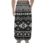 Black And White Aztec Pattern Print Lantern Pants