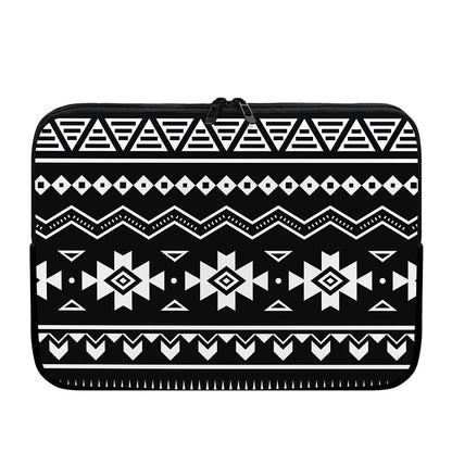 Black And White Aztec Pattern Print Laptop Sleeve
