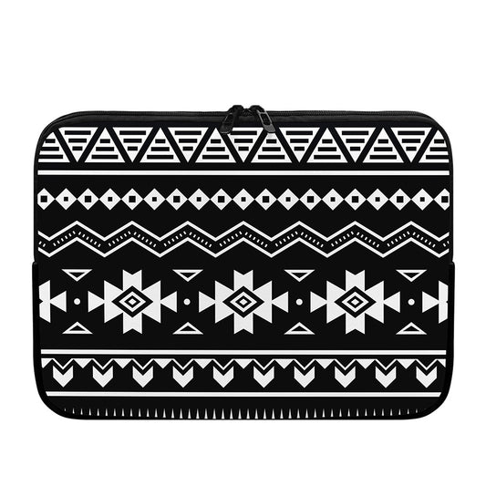 Black And White Aztec Pattern Print Laptop Sleeve