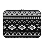 Black And White Aztec Pattern Print Laptop Sleeve