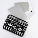 Black And White Aztec Pattern Print Laptop Sleeve