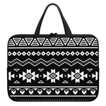 Black And White Aztec Pattern Print Laptop Sleeve With Handle