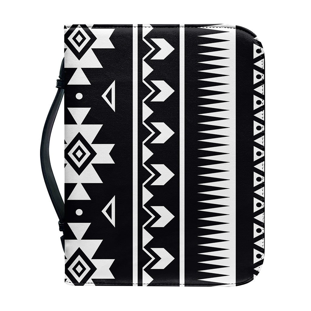 Black And White Aztec Pattern Print Leather Bible Cover