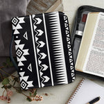 Black And White Aztec Pattern Print Leather Bible Cover