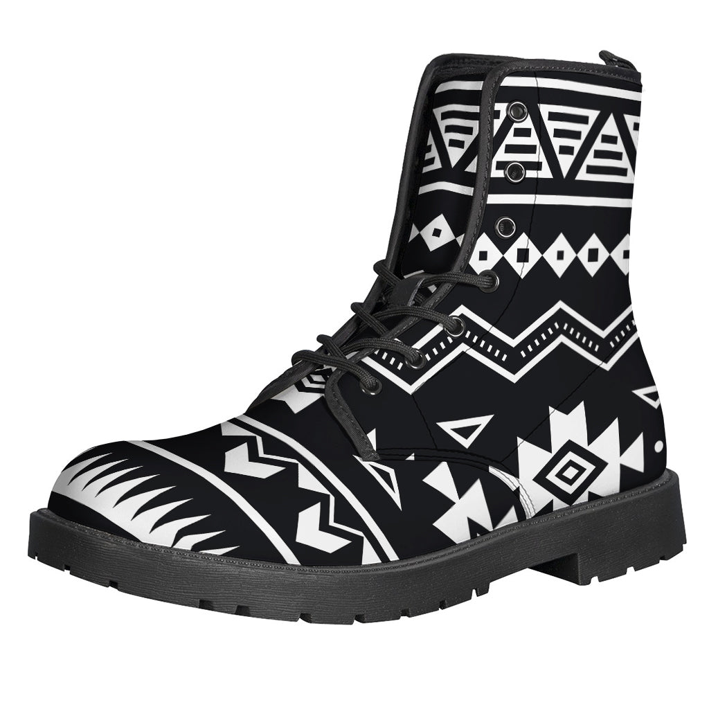Black And White Aztec Pattern Print Backpack