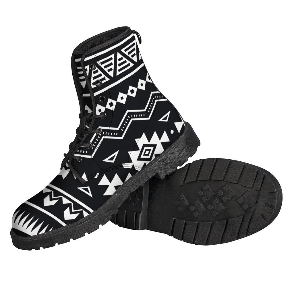Black And White Aztec Pattern Print Backpack