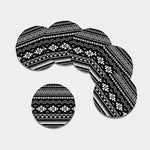 Black And White Aztec Pattern Print Leather Coaster Set