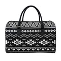 Black And White Aztec Pattern Print Leather Duffel Bag