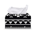 Black And White Aztec Pattern Print Leather Tissue Box Cover