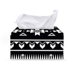 Black And White Aztec Pattern Print Leather Tissue Box Cover