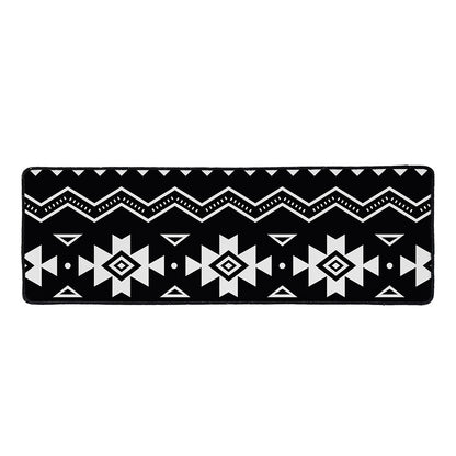 Black And White Aztec Pattern Print Long Kitchen Mat