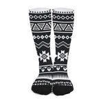 Black And White Aztec Pattern Print Long Socks