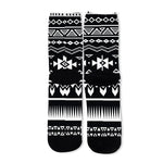 Black And White Aztec Pattern Print Long Socks