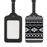 Black And White Aztec Pattern Print Luggage Tag