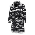 Black And White Aztec Pattern Print Men's Bathrobe