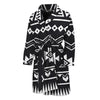 Black And White Aztec Pattern Print Men's Bathrobe